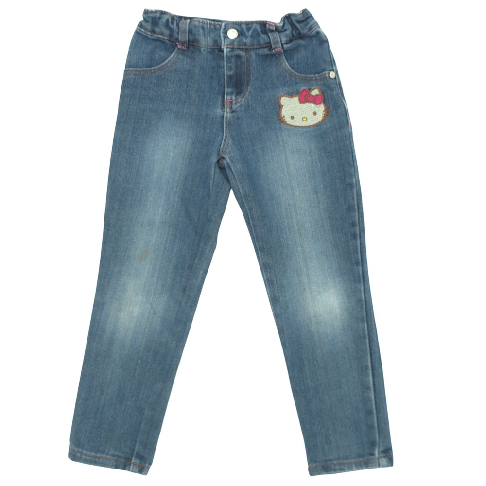 Hello Kitty Sanrio Girls Sequin Patch Denim Jeans 2011 Vintage Era Size 5